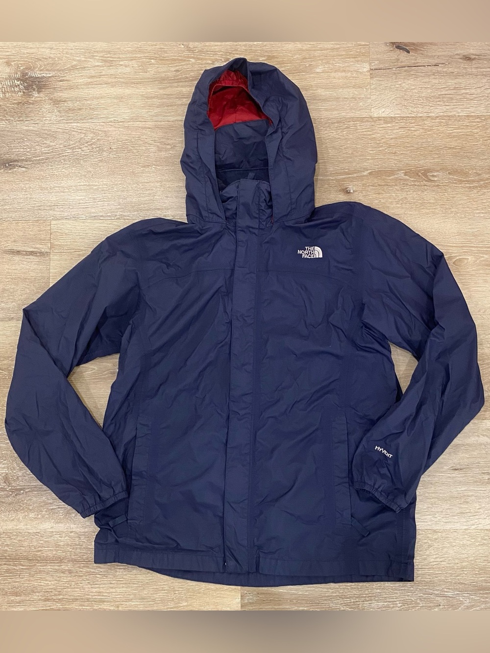 The North Face Hooded Hyvent Meshlined Windbreaker Size XL (18/20) Navy EUC